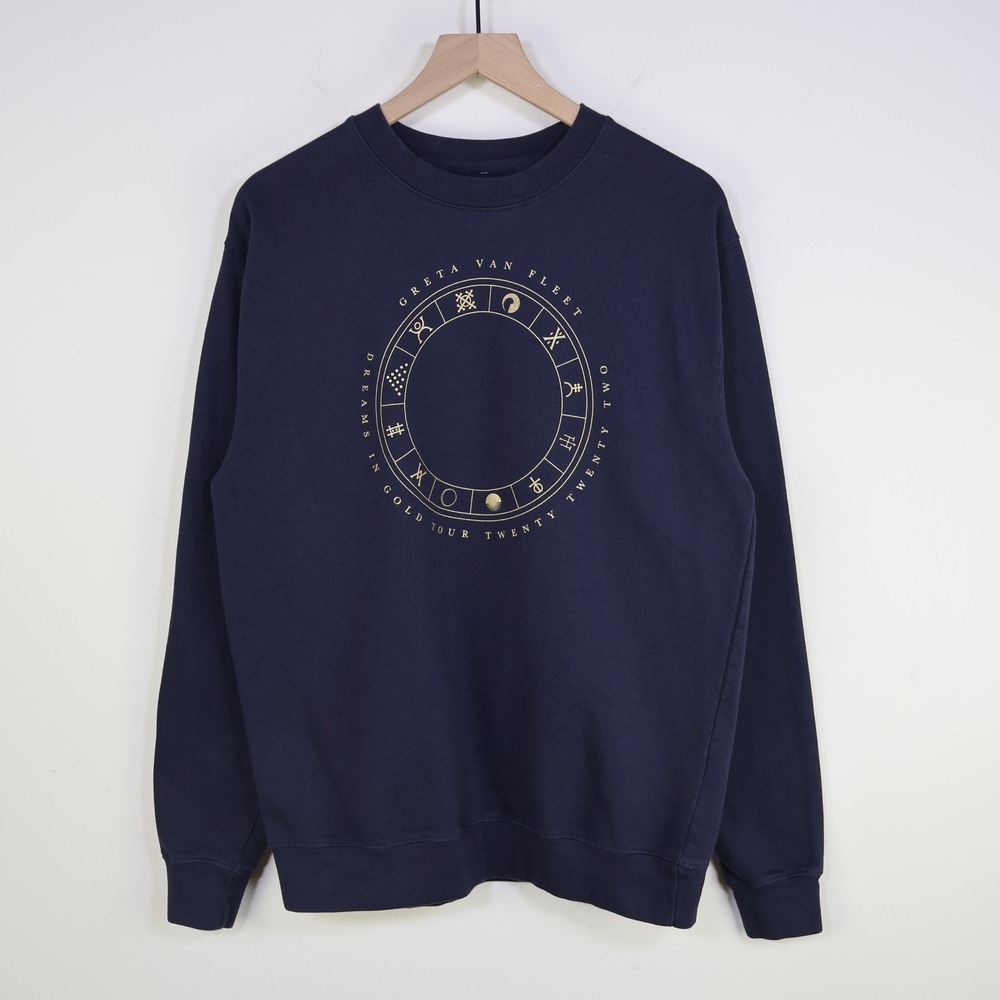 2022 Greta Van Fleet Dreams in Gold Tour Sweatshirt Large Rock‎ Merch Navy Blue